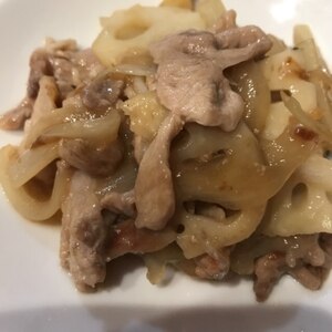 豚肉・レンコン・玉ねぎの甘辛炒め